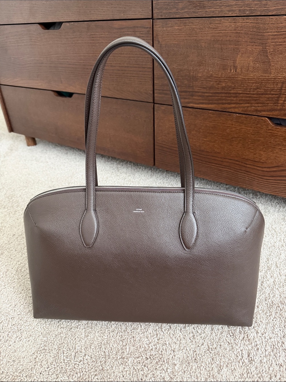 Toteme Dark Brown Leather Tote Bag